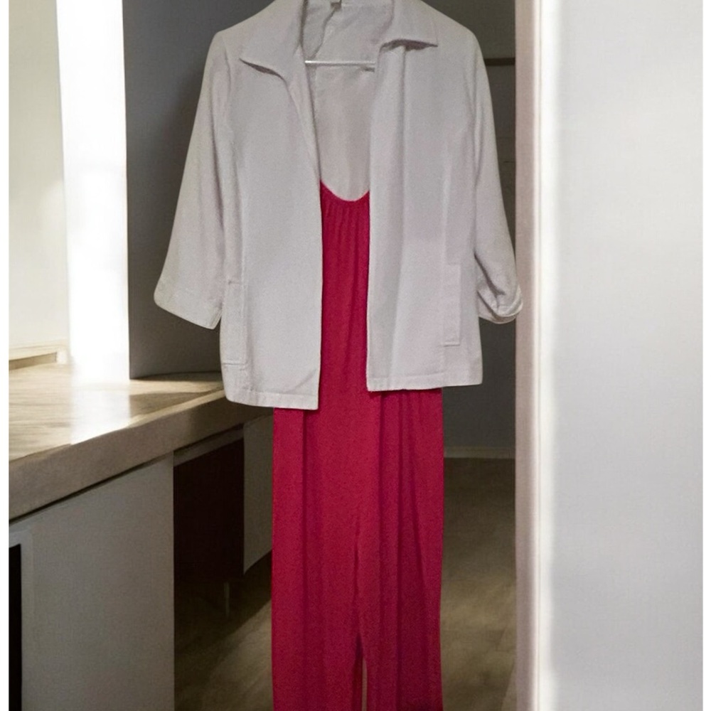 White Jacket and Red Dress Set